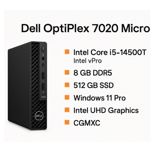 Dell OptiPlex 7020 MFF | Intel Core i5-14500T | 8GB DDR5 | 512GB SSD | Windows 11 Pro | Negro