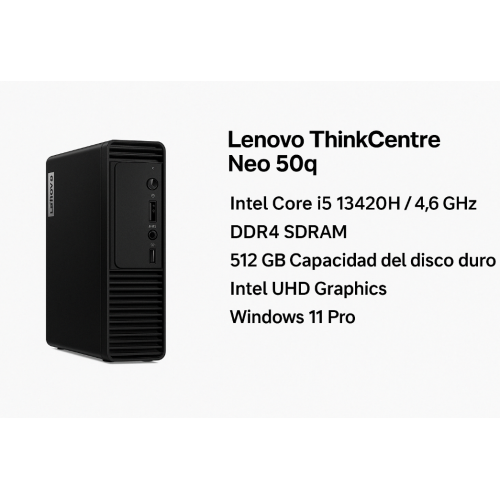 Lenovo ThinkCentre Neo 50q | Intel Core i5-13420H | 512GB HDD | UHD Graphics | Windows 11 Pro | Negro