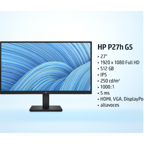 HP P27h G5 | Monitor 27" LED | Full HD | 75Hz | IPS | HDMI, VGA, DP | Altavoces