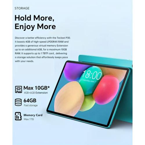 Teclast M50 - 10.1" Android 14 - 6GB RAM - 128GB - Dual SIM - Cámara 13MP - Con Funda y Protector