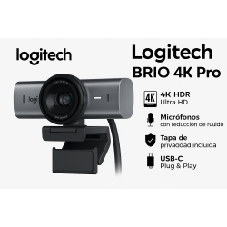 Logitech BRIO 4K Pro – Webcam Profesional con Enfoque Avanzado y Micrófonos Estéreo