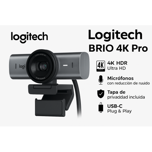 Logitech BRIO 4K Pro – Webcam Profesional con Enfoque Avanzado y Micrófonos Estéreo