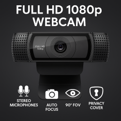 Webcam Full HD 1080p con Micrófonos Estéreo y Enfoque Automático – Logitech C920 Style