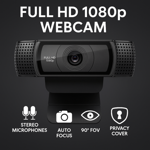 Webcam Full HD 1080p con Micrófonos Estéreo y Enfoque Automático – Logitech C920 Style