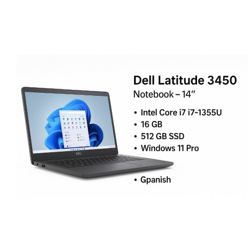 Dell Latitude 3450 | Core i7-1355U | 16GB RAM | 512GB SSD | 14” FHD | Windows 11 Pro | Gris