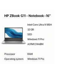 HP ZBook G11 | Intel Core Ultra 9 185H | 32GB RAM | 1TB SSD | 16” | Windows 11 Pro | Plata